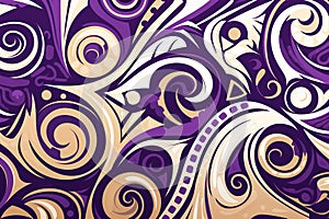 Amazing purple, white, gold and black maori pattern