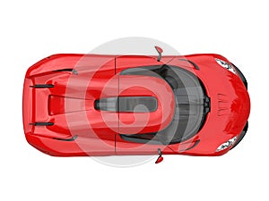 Amazing raging red supercar - top down view