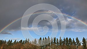 Amazing rainbow on a beautiful spring afternoon