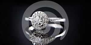 Amazing Ring With Diamantes On A Black Background photo