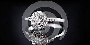 Amazing Ring With Diamantes On A Black Background