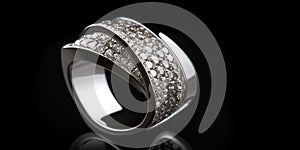 Amazing Ring With Diamantes On A Black Background photo