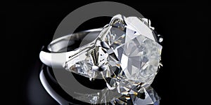 Amazing Ring With Diamantes On A Black Background photo