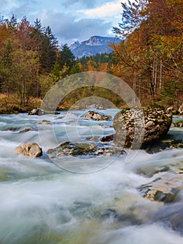 Amazing river in the mountains, Mostnica Korita, Julia alps