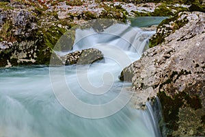 Amazing river in the mountains, Mostnica Korita, Julia alps