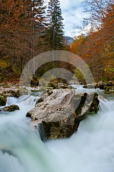 Amazing river in the mountains, Mostnica Korita, Julia alps