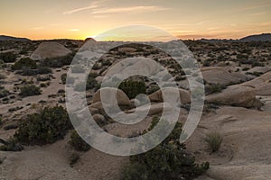 amazing rock formations in a desert landscape in Joshua Tree national park, California