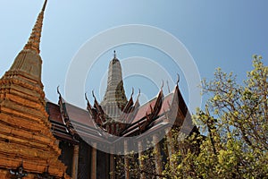 Amazing roof of the Royal Pantheon, Bangkok , Thailand photo