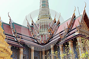 Amazing roof of the Royal Pantheon, Bangkok , Thailand photo