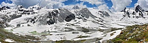 Amazing Rutor glacier and glacier lagoons, Aosta Valley, Italy