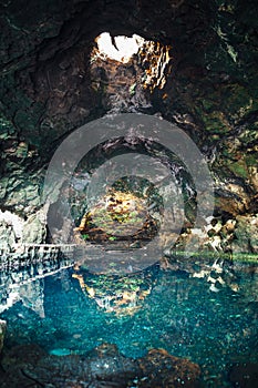 Amazing salt lake in Jameos del Agua cave photo