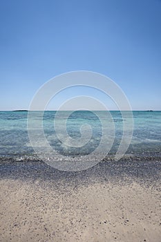 Amazing sand and sea scenery on Elafonissi beach on Crete island Greece