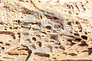 Amazing sandstone texture in Kolymbithres beach, Paros island,