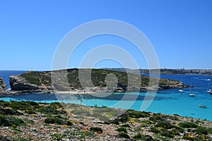 Amazing scene of the Blue Lagoon in Comino Malta photo