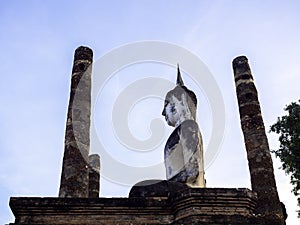 Amazing scene in Sukhothai Historical Park, Thailand.