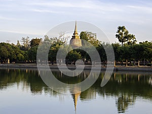 Amazing scene in Sukhothai Historical Park, Thailand.