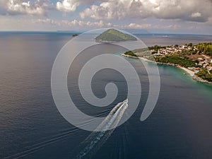 Amazing scenery over Skopelos island Greece in Autumn. Skopelos is the largest island of Sporades, Greece