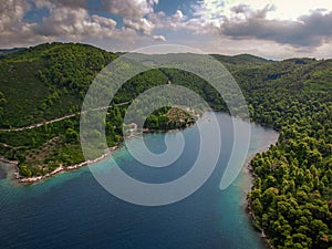 Amazing scenery over Skopelos island Greece in Autumn. Skopelos is the largest island of Sporades, Greece