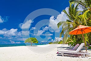 Amazing scenery, relaxing beach, tropical landscape background. Summer vacation travel holiday design. Luxury travel destination