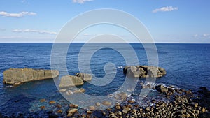 Amazing sea-view with white cloud and clear sky