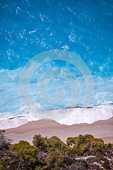 Amazing sea water color and sand beach, blue water and sand
