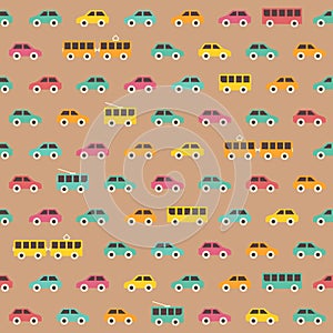 Amazing seamless vintage colorful car pattern