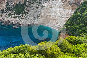 Amazing Seascape with Blue water and rocks of small beach at Zakynthos island