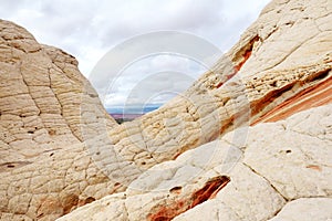 Amazing shapes and colors of moonlike sandstone formations in White Pocket, Arizona, USA