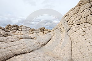 Amazing shapes and colors of moonlike sandstone formations in White Pocket, Arizona, USA