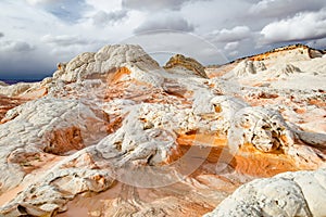 Amazing shapes and colors of moonlike sandstone formations in White Pocket, Arizona, USA