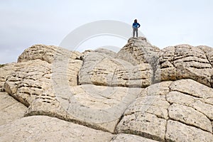 Amazing shapes and colors of moonlike sandstone formations in White Pocket, Arizona, USA