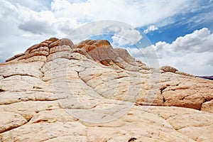 Amazing shapes and colors of moonlike sandstone formations in White Pocket, Arizona, USA