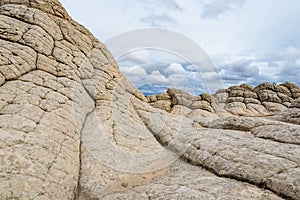 Amazing shapes and colors of moonlike sandstone formations in White Pocket, Arizona, USA