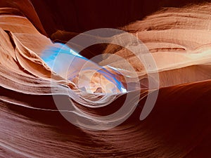 Amazing shot of an inside  view of  Antelope Canyon with sanstones