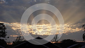 Amazing silver lining -sunset sky stock photography