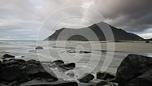 Amazing Skagsanden beach on Lofoten islands