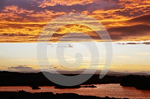 Amazing sky over Lake Myvatn at Sunset