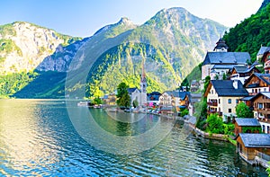 Amazing small alpine village Hallstatt, Austria