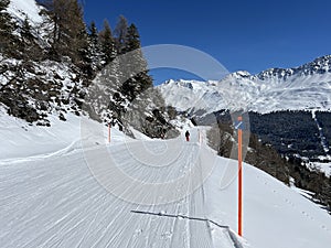 Amazing sport-recreational snowy winter tracks for skiing and snowboarding in the area of the tourist resorts