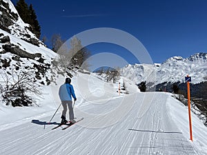 Amazing sport-recreational snowy winter tracks for skiing and snowboarding in the area of the tourist resorts