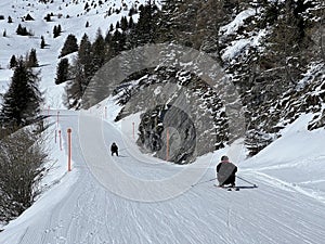 Amazing sport-recreational snowy winter tracks for skiing and snowboarding in the area of the tourist resorts