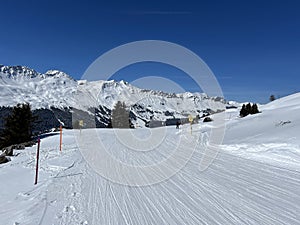 Amazing sport-recreational snowy winter tracks for skiing and snowboarding in the area of the tourist resorts
