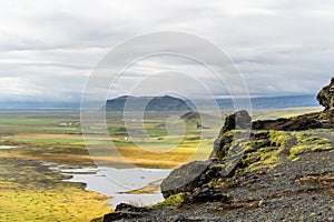 Amazing summer view from the Dyrholaey peninsula at 120m above sea level towards the Icelandic interior photo