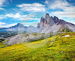 Amazing summer view of mountain peaks in Itaian Alps