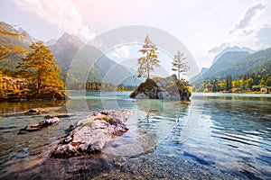 Amazing sunny summer day on the Hintersee lake photo