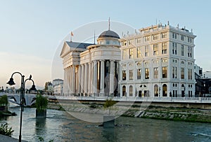 Amazing sunrise of archaeological museum of Macedonia