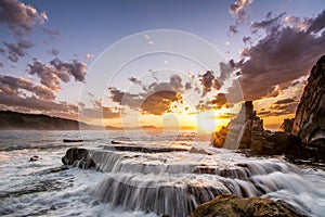 Amazing sunrise at bilbao beach