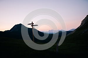 Amazing sunrise on the mountains Pyrenees