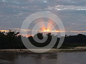 Amazing Sunset al the Waterway Paraguay Parana photo