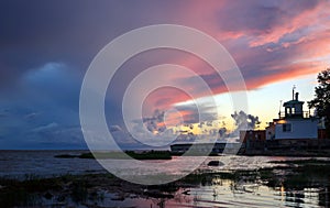 Amazing sunset at the beach of Lisy Nos settlement, Saint-Petersburg photo